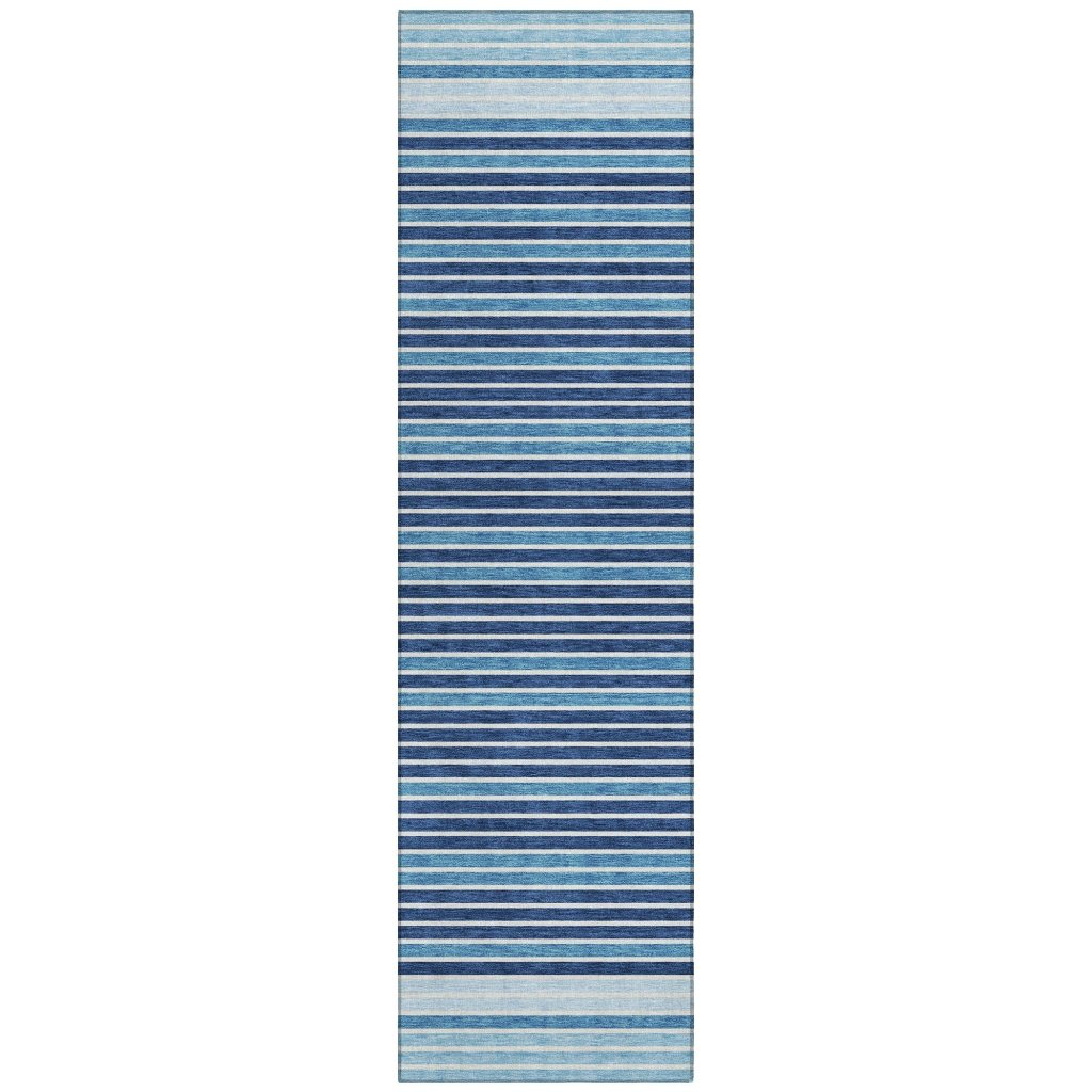 LOOMLAN Rugs Graphyne Blue Washable Indoor-Outdoor Rug