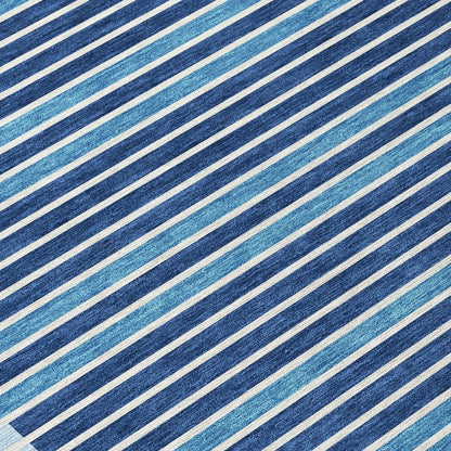 LOOMLAN Rugs Graphyne Blue Washable Indoor-Outdoor Rug