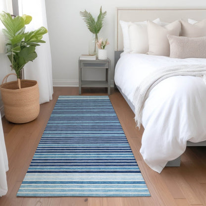 LOOMLAN Rugs Graphyne Blue Washable Indoor-Outdoor Rug