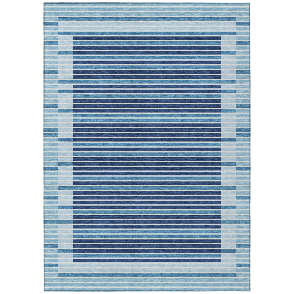 LOOMLAN Rugs Graphyne Blue Washable Indoor-Outdoor Rug