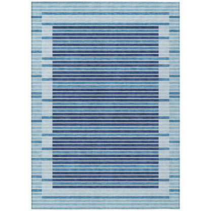 LOOMLAN Rugs Graphyne Blue Washable Indoor-Outdoor Rug