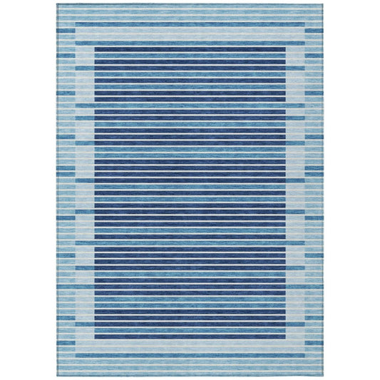 LOOMLAN Rugs Graphyne Blue Washable Indoor-Outdoor Rug