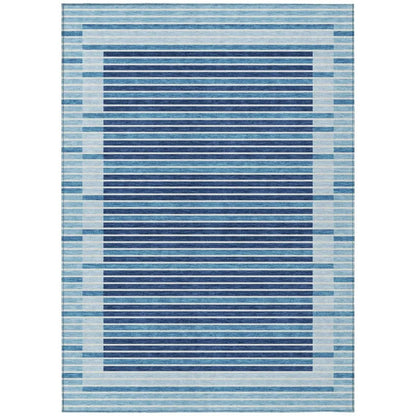 LOOMLAN Rugs Graphyne Blue Washable Indoor-Outdoor Rug