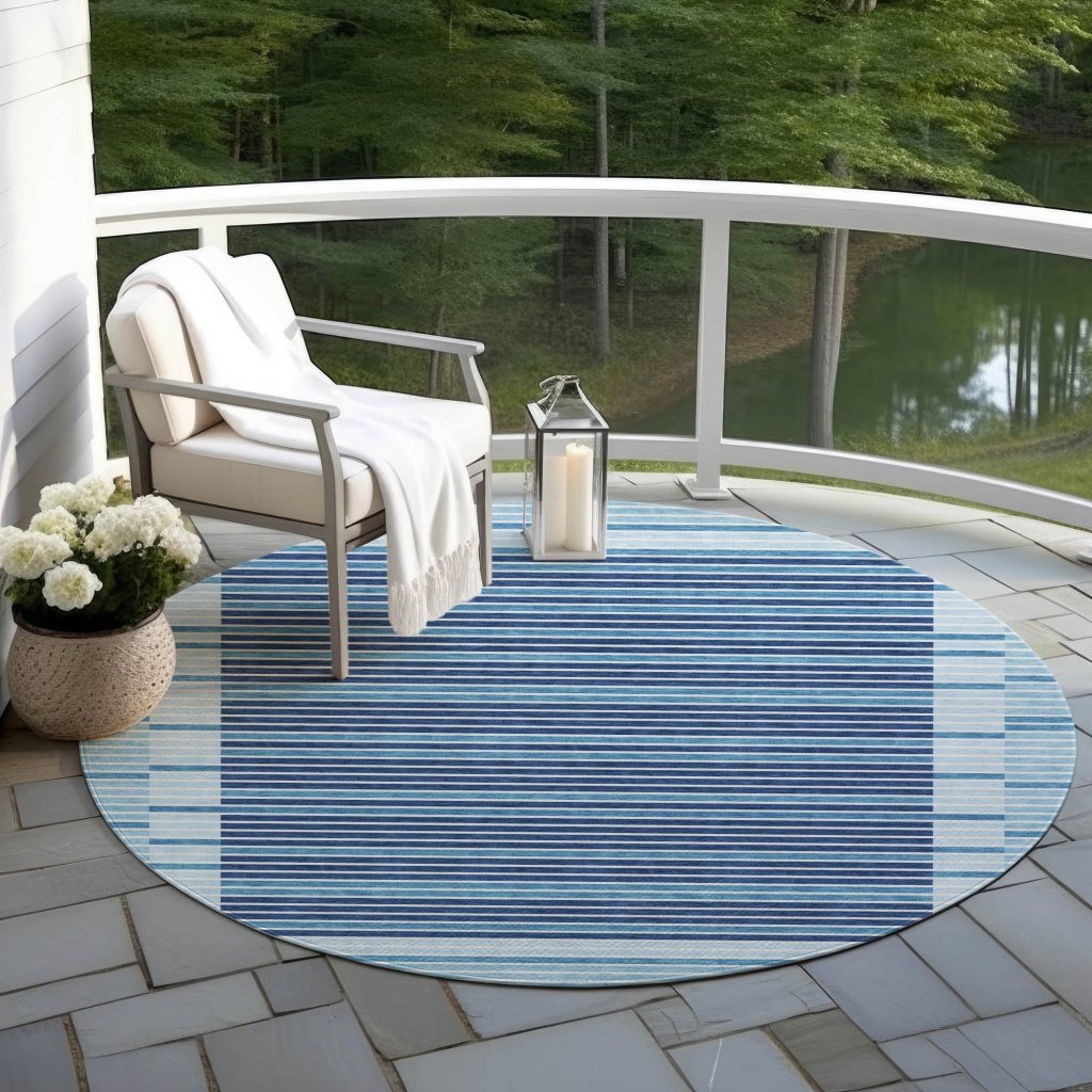 LOOMLAN Rugs Graphyne Blue Washable Indoor-Outdoor Rug