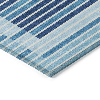 LOOMLAN Rugs Graphyne Blue Washable Indoor-Outdoor Rug