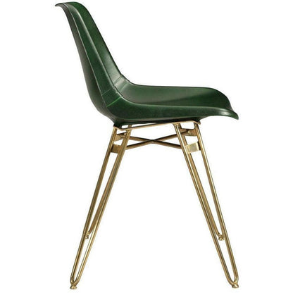 Green Dining Chair (Set Of 2) Green Leather Dining Retro Chairs - Sideboards and Things Back Type_Full Back, Back Type_With Back, Brand_Moe's Home, Color_Green, Legs Material_Metal, Materials_Metal, Materials_Upholstery, Metal Type_Iron, Number of Pieces_2PC Set, Product Type_Dining Height, Seat Material_Upholstery, Shape_Armless, Upholstery Type_Leather, Upholstery Type_Top Grain Leather