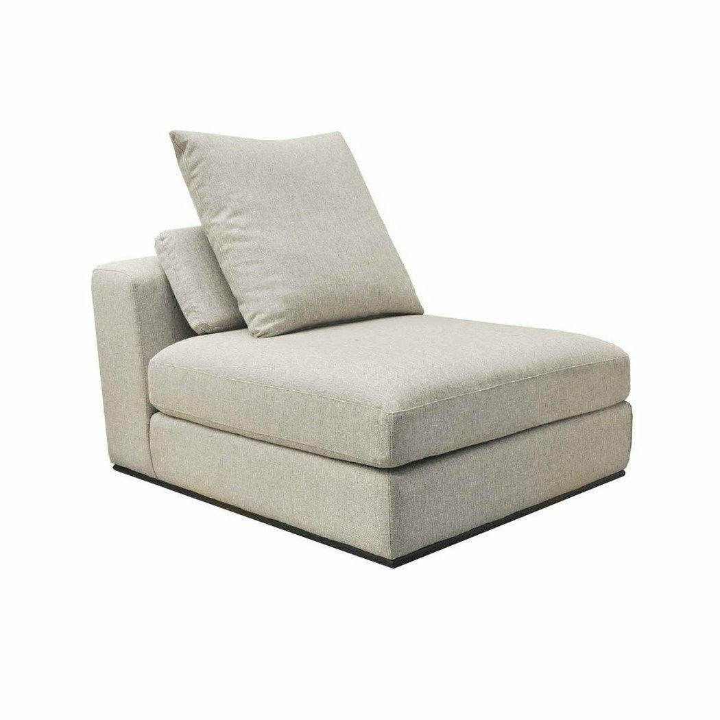 Grey Low Profile Linen Sectional Armless Slipper Chair Alba Stone - Sideboards and Things Brand_LH Imports, Color_Gray, Materials_Upholstery, Modular Component_Slipper Chair, Product Type_Modular, Upholstery Type_Linen