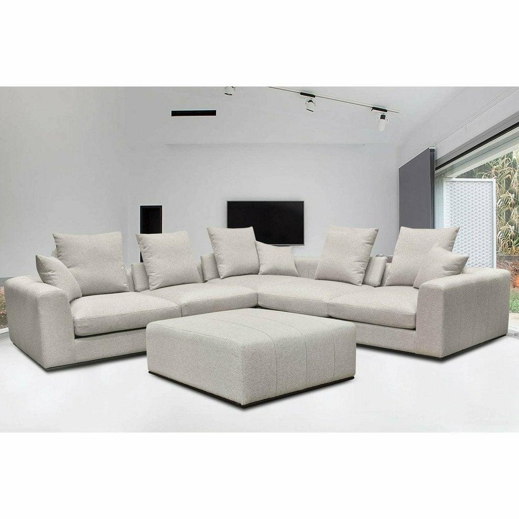 Grey Low Profile Linen Sectional Armless Slipper Chair Alba Stone - Sideboards and Things Brand_LH Imports, Color_Gray, Materials_Upholstery, Modular Component_Slipper Chair, Product Type_Modular, Upholstery Type_Linen