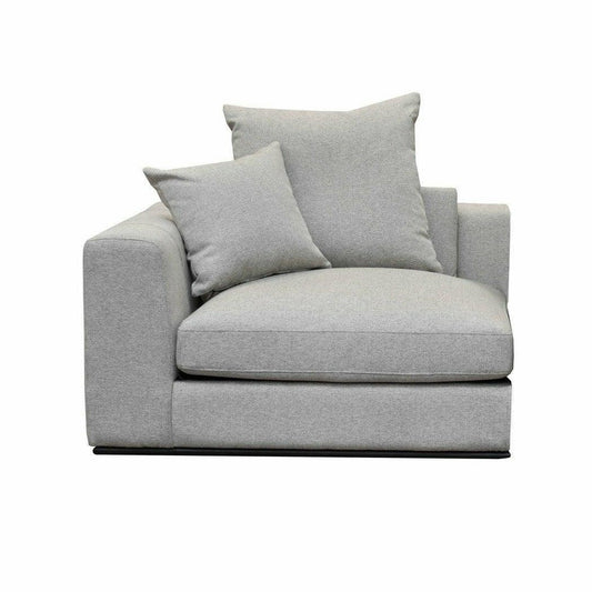 Grey Low Profile Linen Sectional Corner Chair- Alba Stone - Sideboards and Things Brand_LH Imports, Color_Gray, Materials_Upholstery, Modular Component_Corner Chair, Product Type_Modular, Upholstery Type_Linen