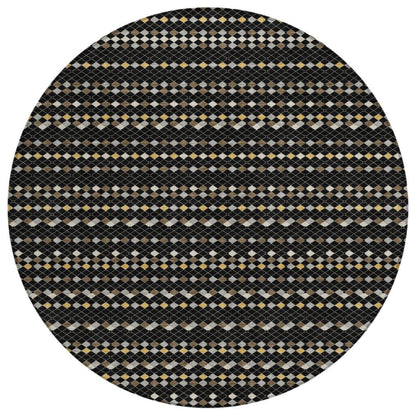 LOOMLAN Rugs Gridora Black Washable Indoor-Outdoor Rug