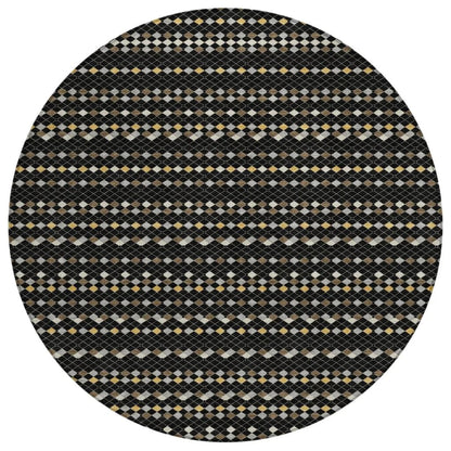 LOOMLAN Rugs Gridora Black Washable Indoor-Outdoor Rug