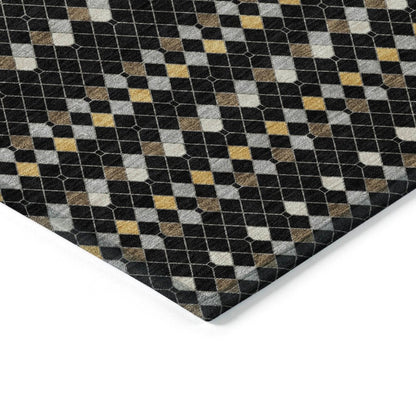 LOOMLAN Rugs Gridora Black Washable Indoor-Outdoor Rug