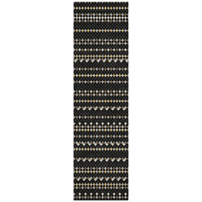 LOOMLAN Rugs Gridora Black Washable Indoor-Outdoor Rug
