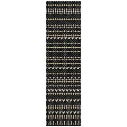 LOOMLAN Rugs Gridora Black Washable Indoor-Outdoor Rug