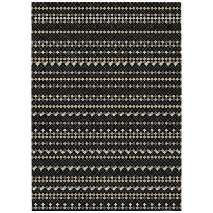 LOOMLAN Rugs Gridora Black Washable Indoor-Outdoor Rug
