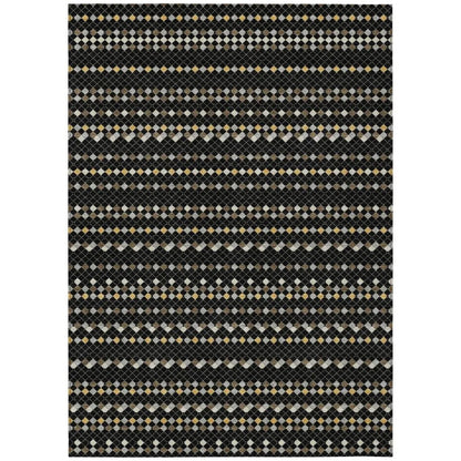 LOOMLAN Rugs Gridora Black Washable Indoor-Outdoor Rug