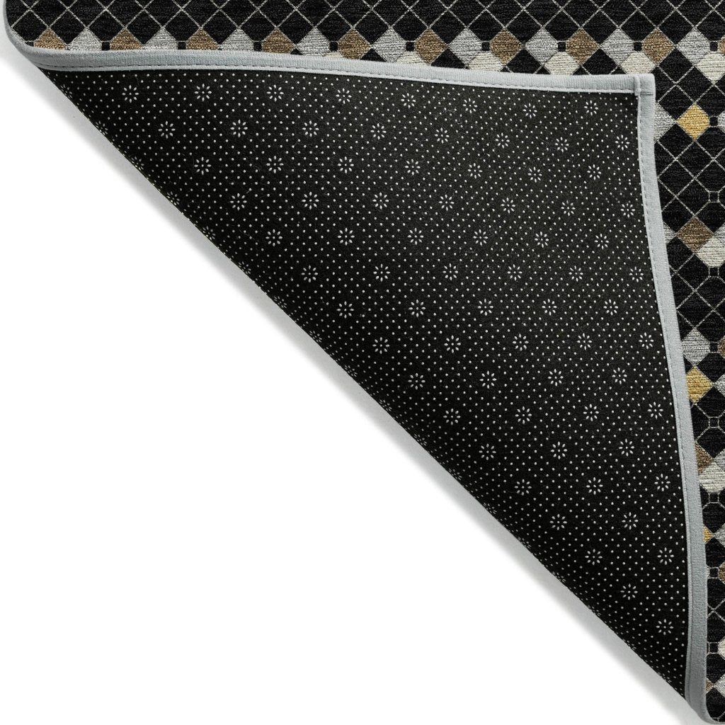 LOOMLAN Rugs Gridora Black Washable Indoor-Outdoor Rug