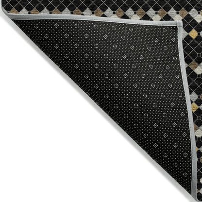 LOOMLAN Rugs Gridora Black Washable Indoor-Outdoor Rug