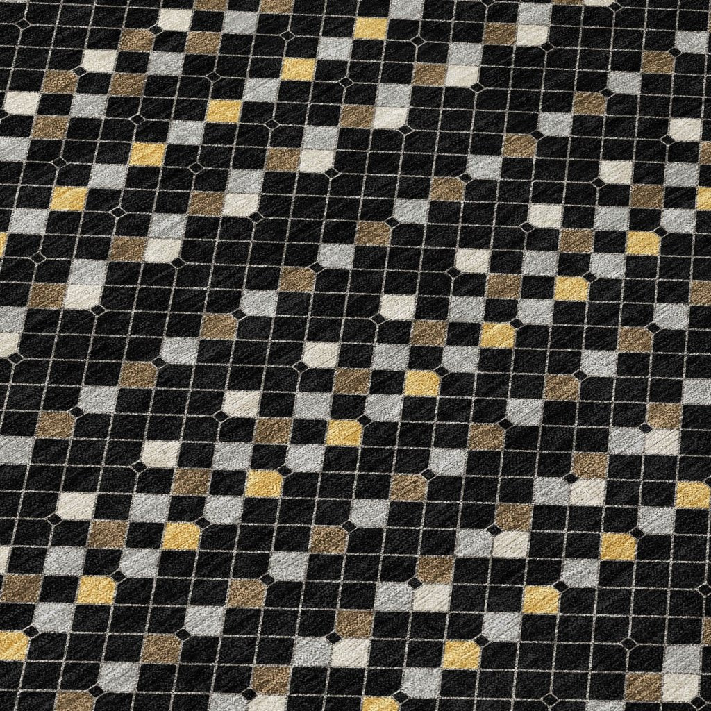 LOOMLAN Rugs Gridora Black Washable Indoor-Outdoor Rug