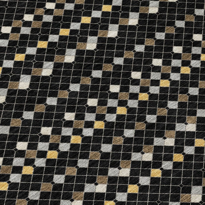 LOOMLAN Rugs Gridora Black Washable Indoor-Outdoor Rug