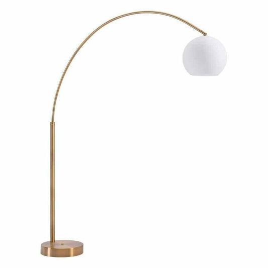 Griffith Floor Lamp Brushed Brass - Sideboards and Things Brand_Zuo Modern, Color_White, Depth_10-20, Finish_Brushed, Finish_Hand Painted, Finish_Polished, Glass Type_Frosted Glass, Height_70-80, Materials_Glass, Materials_Metal, Metal Type_Steel, Product Type_Floor Lamp, Width_60-70