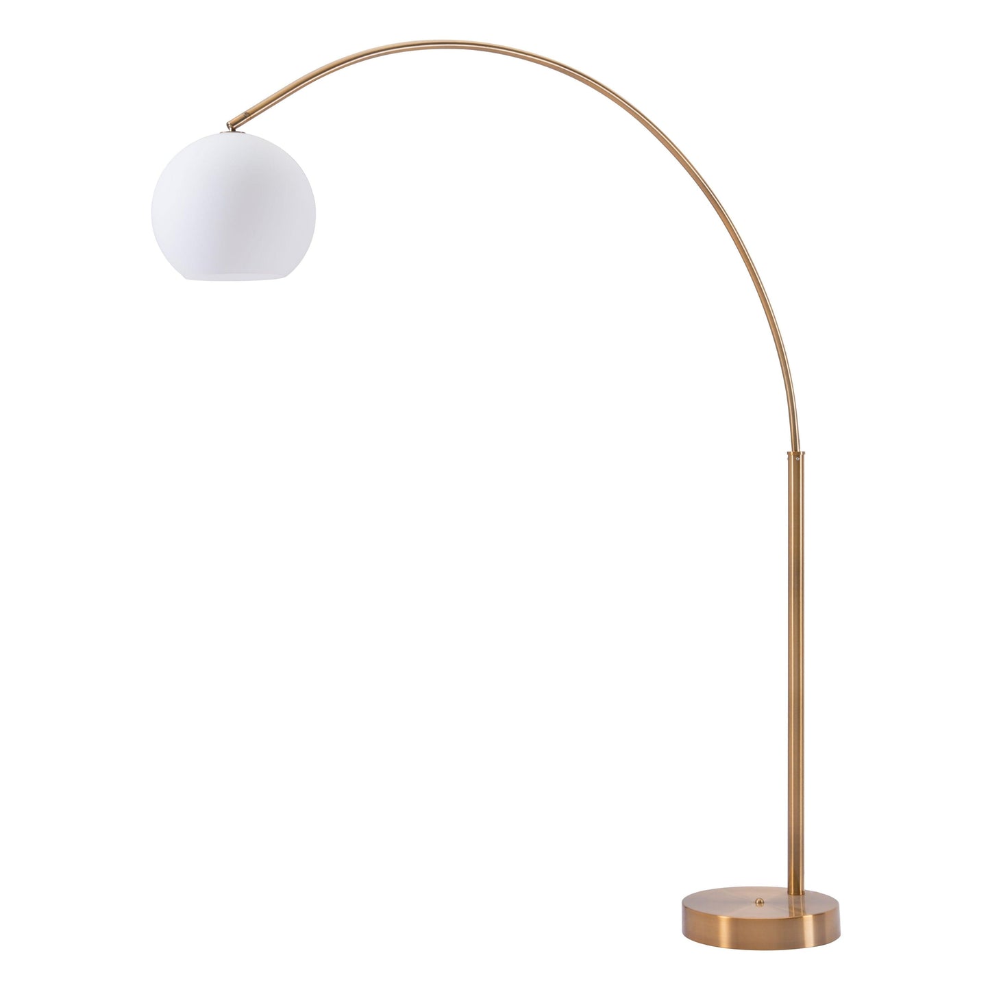 Griffith Floor Lamp Brushed Brass - Sideboards and Things Brand_Zuo Modern, Color_White, Depth_10-20, Finish_Brushed, Finish_Hand Painted, Finish_Polished, Glass Type_Frosted Glass, Height_70-80, Materials_Glass, Materials_Metal, Metal Type_Steel, Product Type_Floor Lamp, Width_60-70