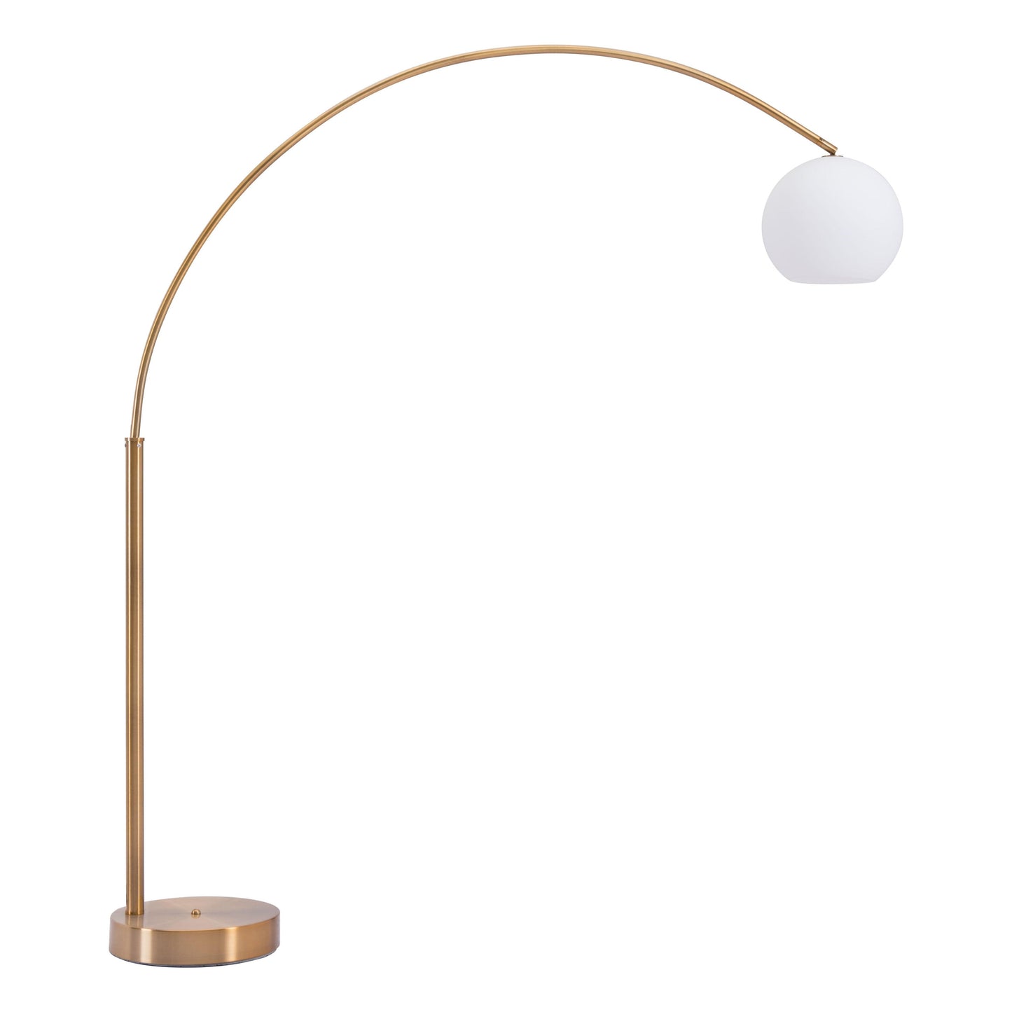 Griffith Floor Lamp Brushed Brass - Sideboards and Things Brand_Zuo Modern, Color_White, Depth_10-20, Finish_Brushed, Finish_Hand Painted, Finish_Polished, Glass Type_Frosted Glass, Height_70-80, Materials_Glass, Materials_Metal, Metal Type_Steel, Product Type_Floor Lamp, Width_60-70