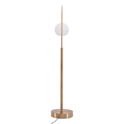 Griffith Floor Lamp Brushed Brass - Sideboards and Things Brand_Zuo Modern, Color_White, Depth_10-20, Finish_Brushed, Finish_Hand Painted, Finish_Polished, Glass Type_Frosted Glass, Height_70-80, Materials_Glass, Materials_Metal, Metal Type_Steel, Product Type_Floor Lamp, Width_60-70