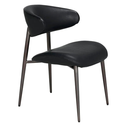 Hakone Black Leather Dining Chair - LOOMLAN - Noir - Dining Chairs