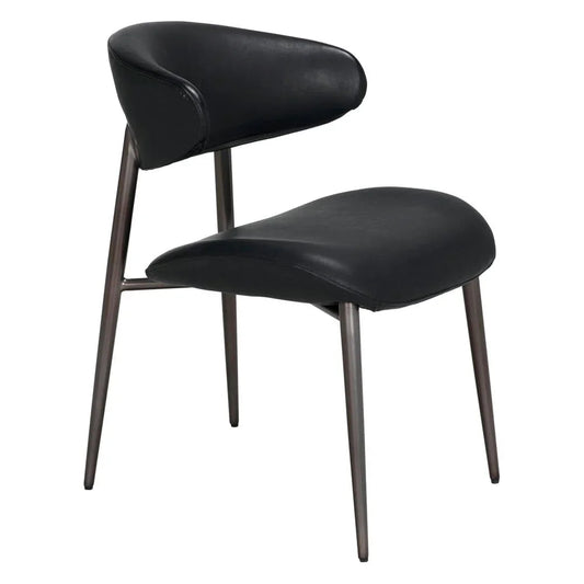 Noir Hakone Black Leather Dining Chair
