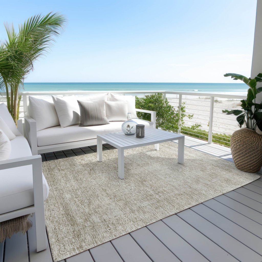 LOOMLAN Rugs Halora Ivory Washable Indoor-Outdoor Rug