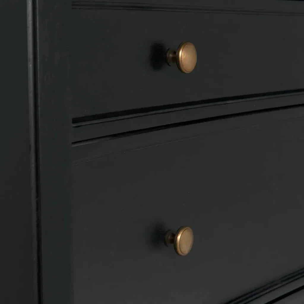 Noir Hampton Three Drawers Wood Side Table