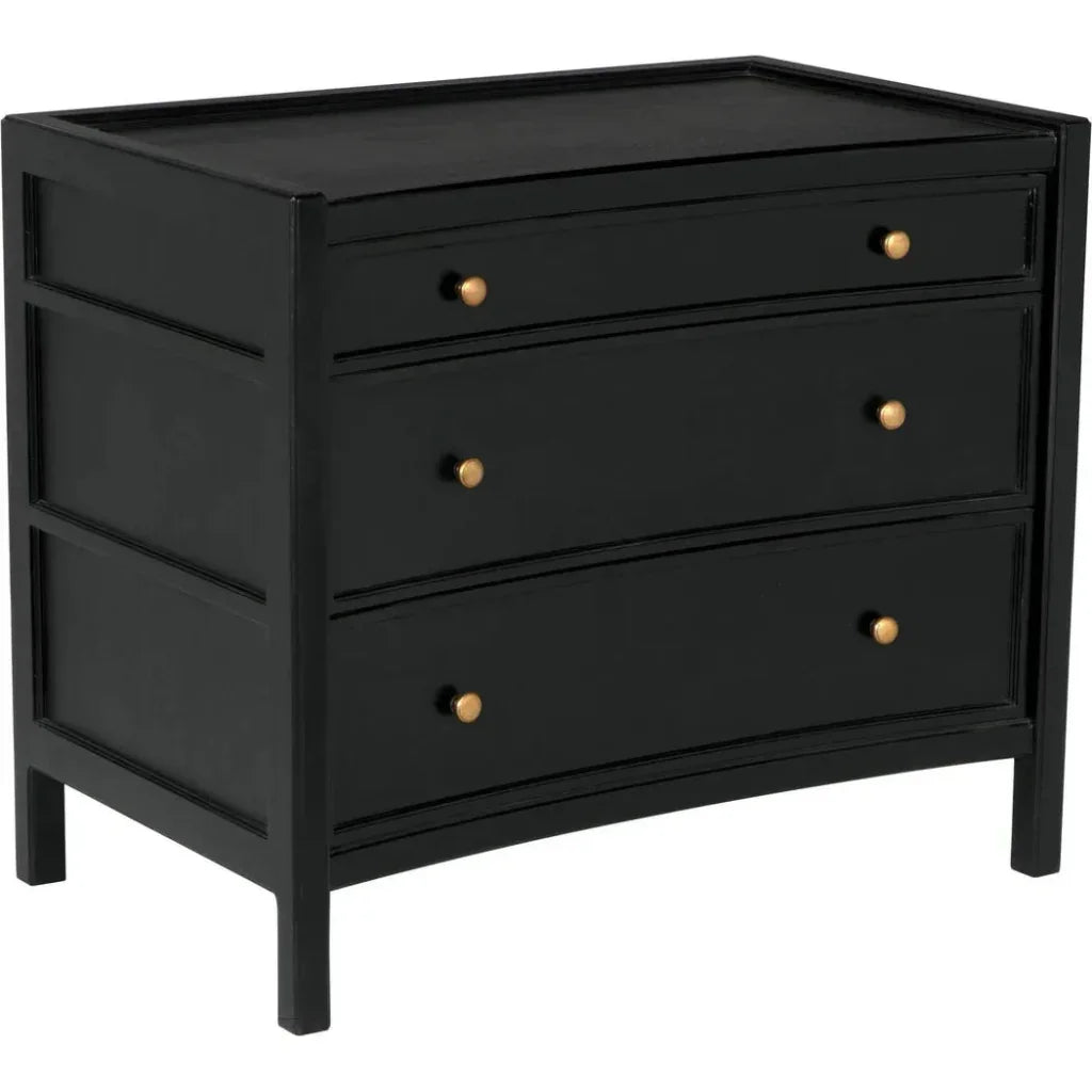 Noir Hampton Three Drawers Wood Side Table