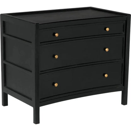 Noir Hampton Three Drawers Wood Side Table