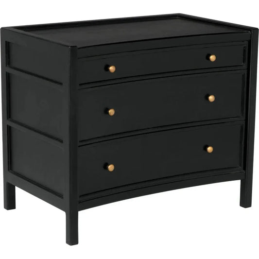 Noir Hampton Three Drawers Wood Side Table