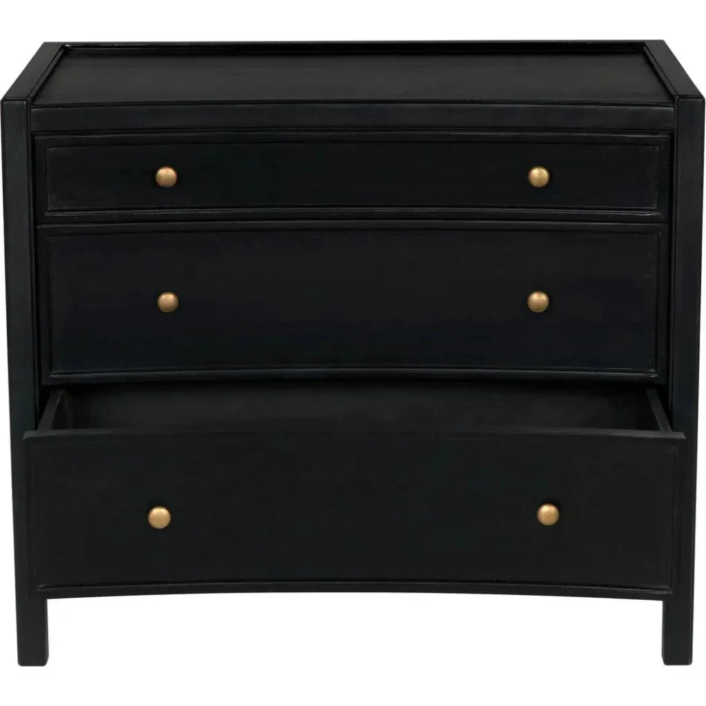 Noir Hampton Three Drawers Wood Side Table