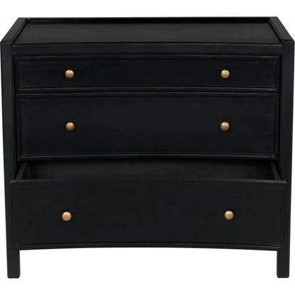 Noir Hampton Three Drawers Wood Side Table