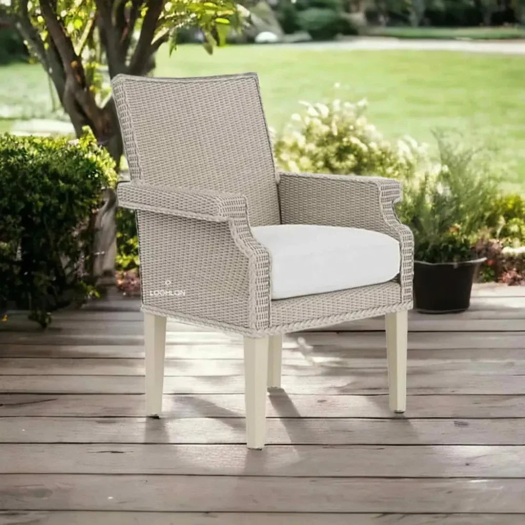 Hamptons Outdoor Furniture Wicker Dining Armchair - LOOMLAN - Lloyd Flanders - Outdoor Dining Chairs