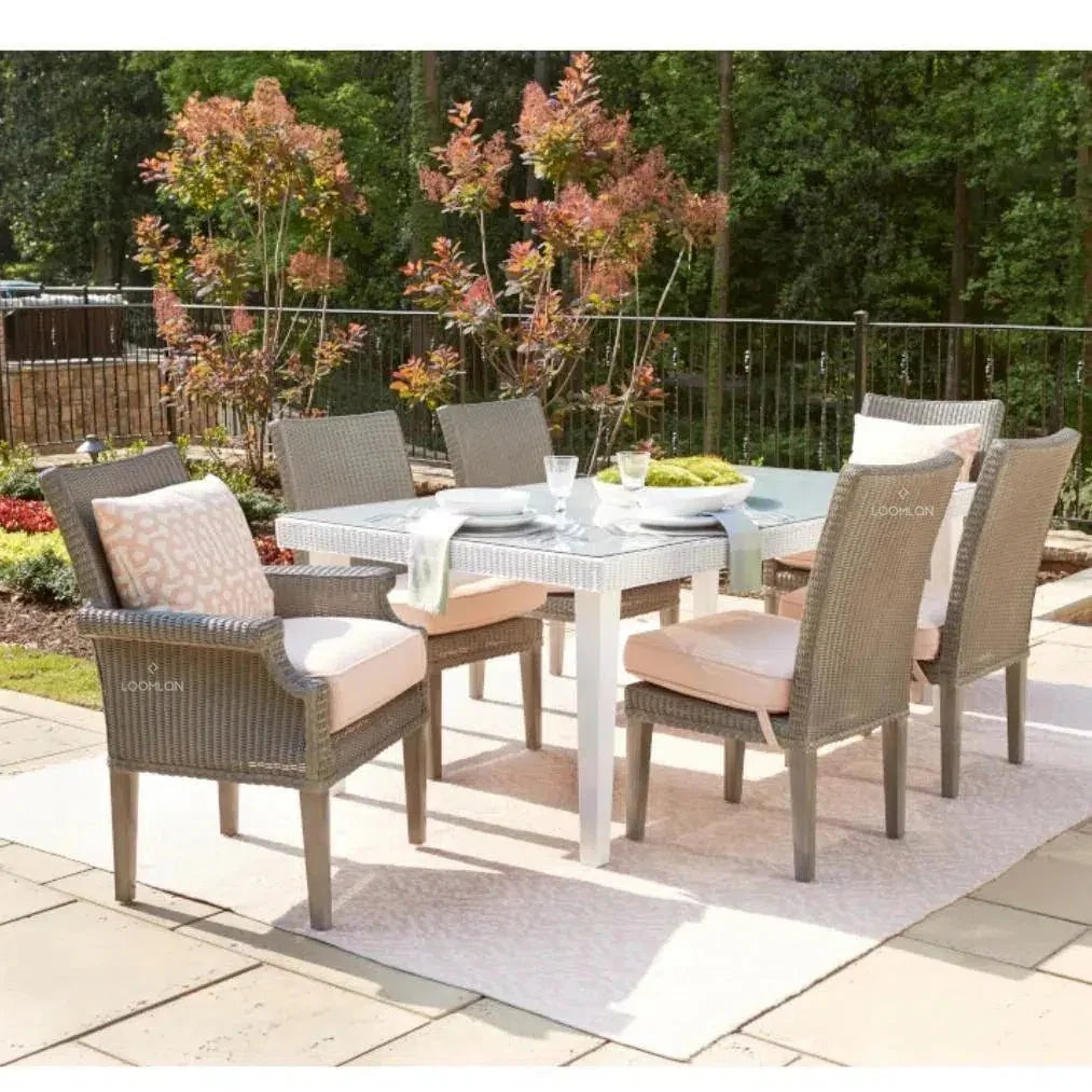 Hamptons Outdoor Furniture Wicker Dining Chair - LOOMLAN - Lloyd Flanders - Outdoor Dining Chairs