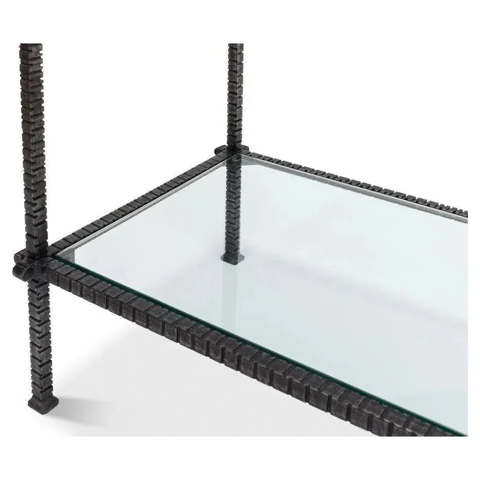 Hand Chased Iron Console Table Glass Shelf - LOOMLAN - Sarreid - Console Tables