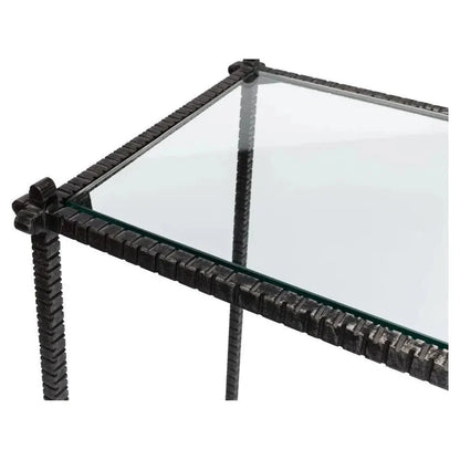 Hand Chased Iron Console Table Glass Shelf - LOOMLAN - Sarreid - Console Tables