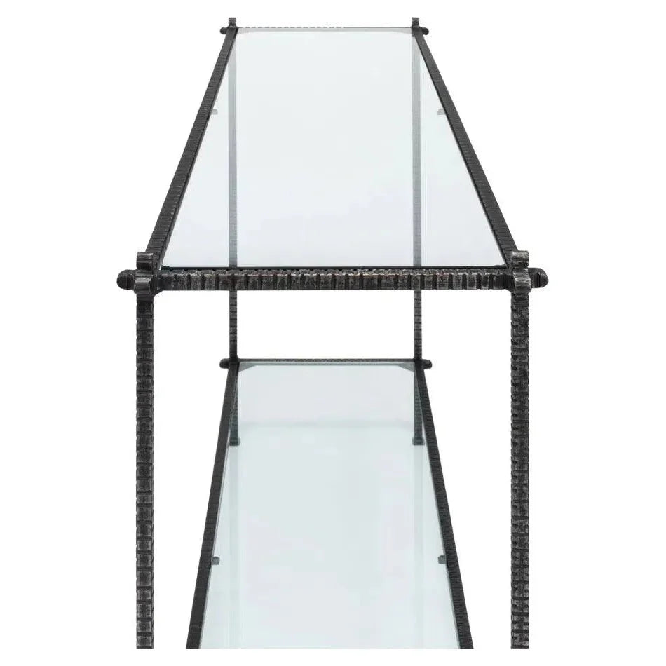 Hand Chased Iron Console Table Glass Shelf - LOOMLAN - Sarreid - Console Tables