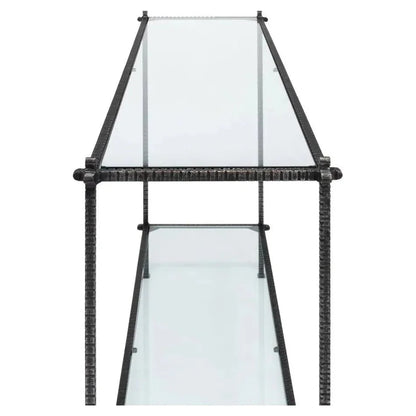 Hand Chased Iron Console Table Glass Shelf - LOOMLAN - Sarreid - Console Tables