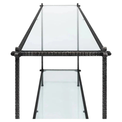 Hand Chased Iron Console Table Glass Shelf - LOOMLAN - Sarreid - Console Tables