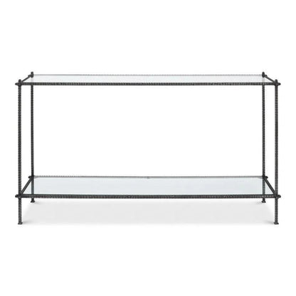 Hand Chased Iron Console Table Glass Shelf - LOOMLAN - Sarreid - Console Tables