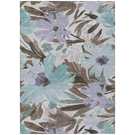 LOOMLAN Rugs Handetta Brown Washable Indoor-Outdoor Rug