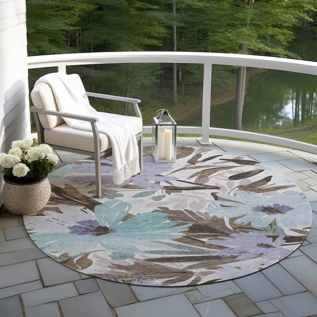 LOOMLAN Rugs Handetta Brown Washable Indoor-Outdoor Rug