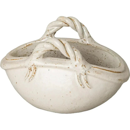 Handle Basket Oval Ceramic Planter