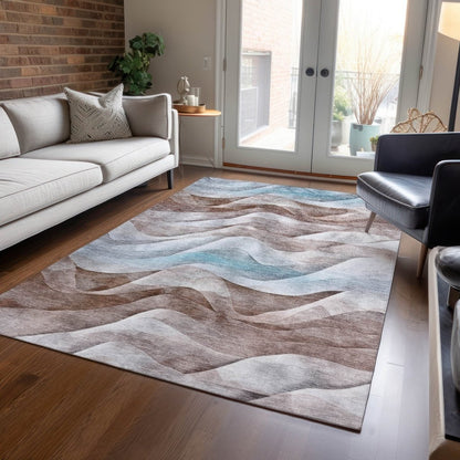 LOOMLAN Rugs Harmona Brown Washable Indoor-Outdoor Rug