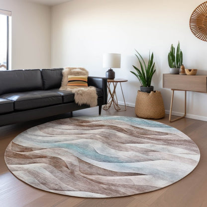 LOOMLAN Rugs Harmona Brown Washable Indoor-Outdoor Rug